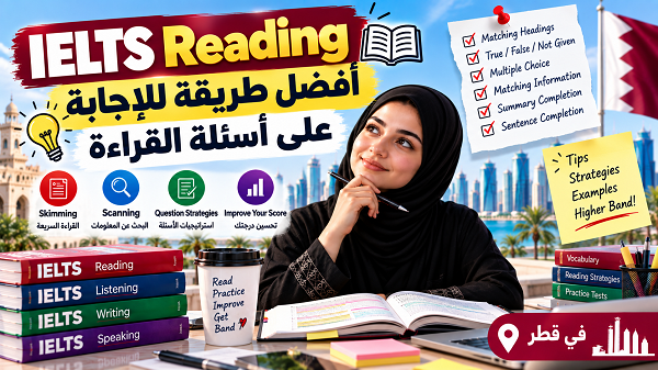 تعرّف على أفضل استراتيجيات IELTS Reading للإجابة عن Matching Headings وTrue/False/Not Given وMultiple Choice مع نصائح عملية لتحسين القراءة وإدارة الوقت.