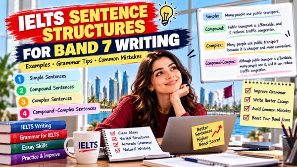 Learn the most useful IELTS sentence structures for Band 7 Writing, including simple, compound and complex sentences, examples, grammar tips and common mistakes.