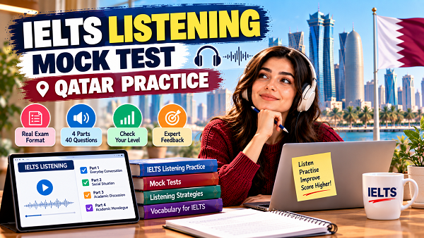 Prepare for the IELTS Listening test in Qatar with realistic mock test practice, scoring tips, question strategies and guidance on booking an IELTS mock test in Doha.
